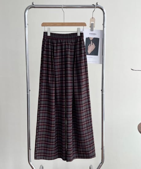 retro check wide pants /2color　FL2986