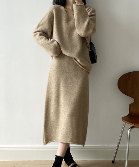 curl-edge knit setup /4color　FL2861