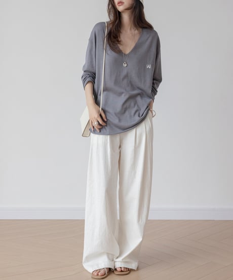 silk touch v-neck knit tops /3color　FL3249