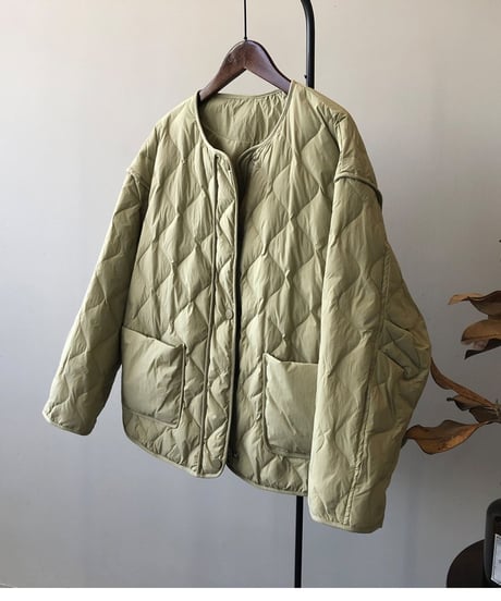 collarless quilted jacket /3color　FL3057