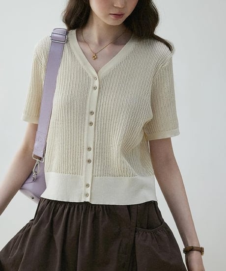 short sleeve casual knit cardigan　FL3357