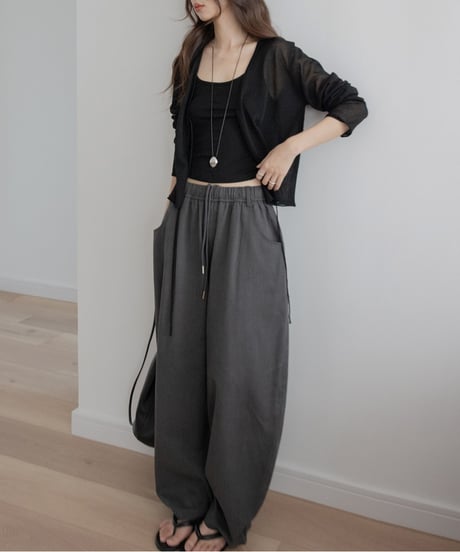 drawstring sheer knit cardigan /4color　FL3293