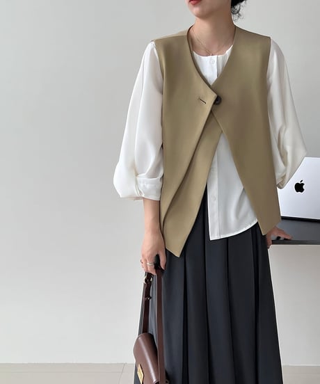 one button v-neck vest　FL2523