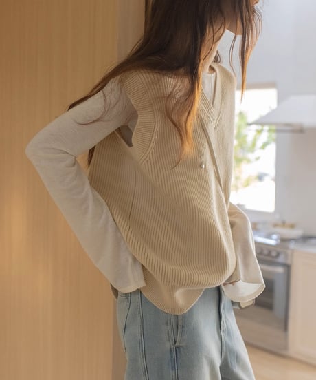 v-neck knit vest /3color　FL3308