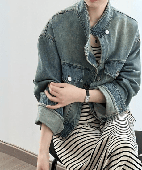 stand collar denim jacket　FL2504