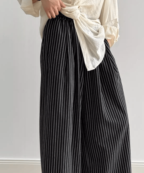 striped wide easy pants /2color　FL3337