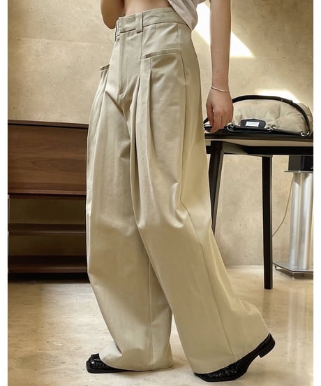 tucked wide leg pants /2color　FL3226