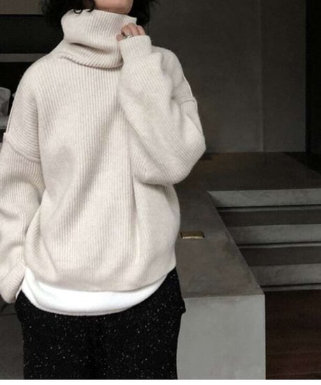 loose high neck knit /2color　FL2681