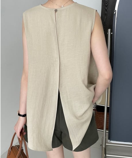 back slit sleeveless blouse /2color　FL2712