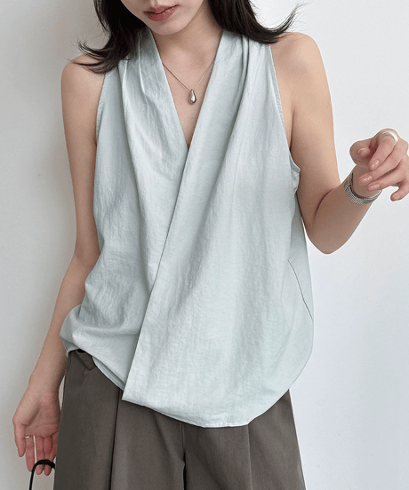 sleeveless wrap drape blouse vest/３color　FL3645