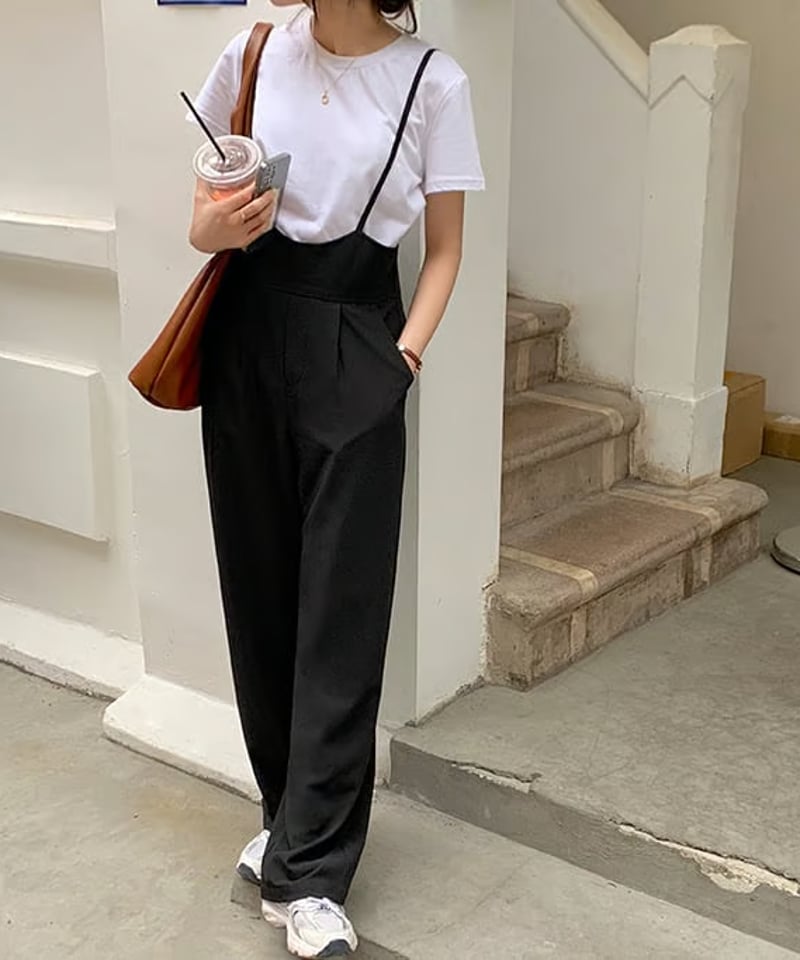high waist suspenders pants FL2402 | Flosa