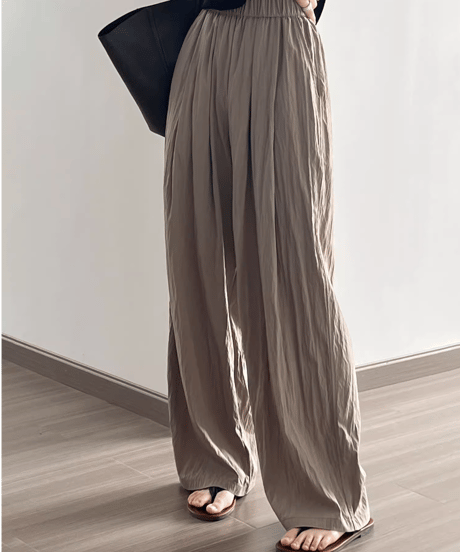 pleated thin wide leg pants /4color　FL3350