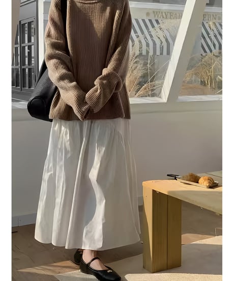 gathered maxi skirt /4color　FL2474