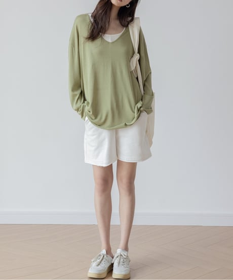silk touch v-neck knit tops /3color　FL3249