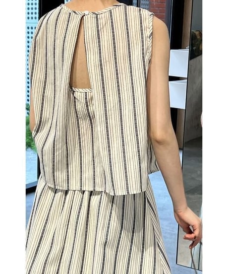 stripe sleeveless tops and skirt　FL2387