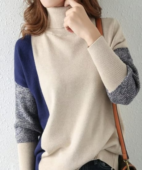 color-coordinated high-neck knit /3color　FL2662