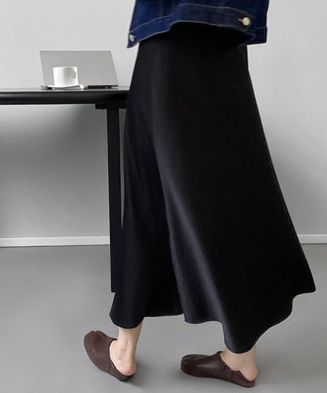 side slit satin long skirt /3color　FL2713
