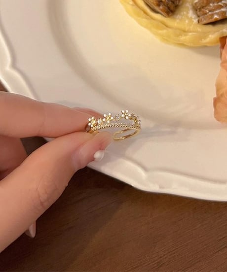gold flower open ring　FL2186