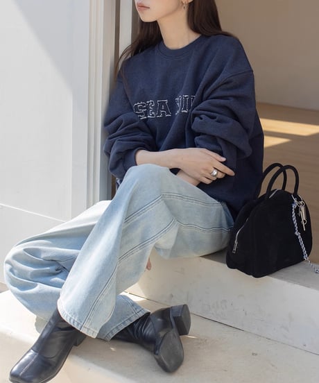 retro patch logo sweat pullover /2color　FL3327