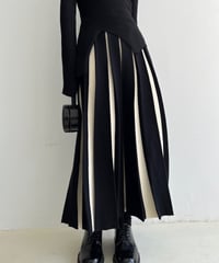 bicolor a-line ambrella skirt/ 2color　FL3143