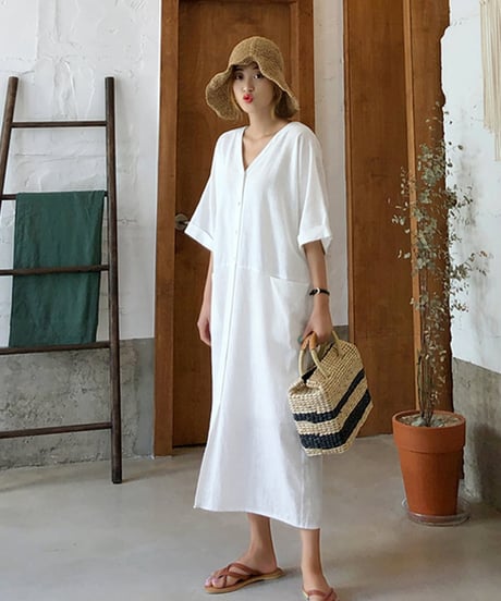 slimming dress scott linen shirt　FL2133