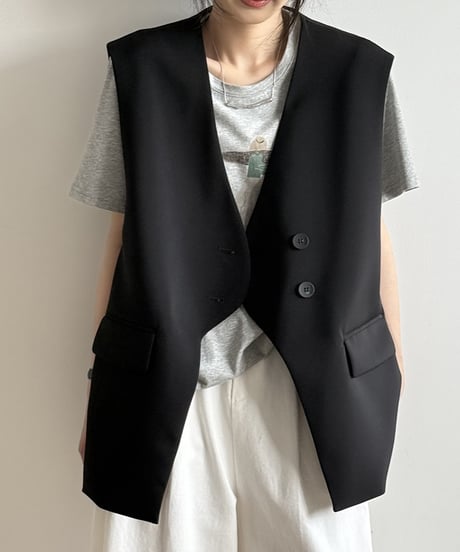 front button double vest /2color　FL3342