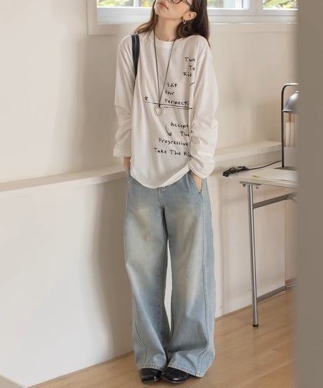 letter print long sleeve t-shirt　FL3325