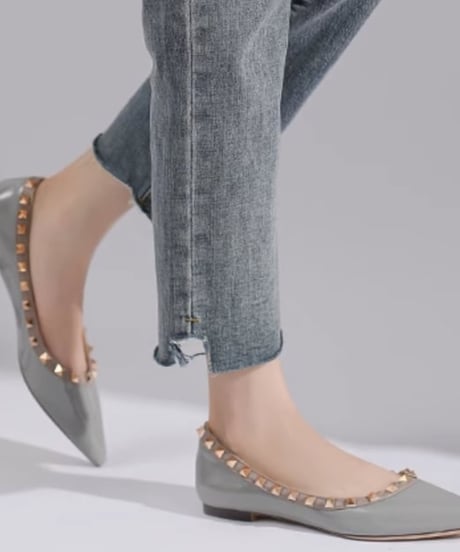 Pointed toe studs flat shoes /4colors　FL2909