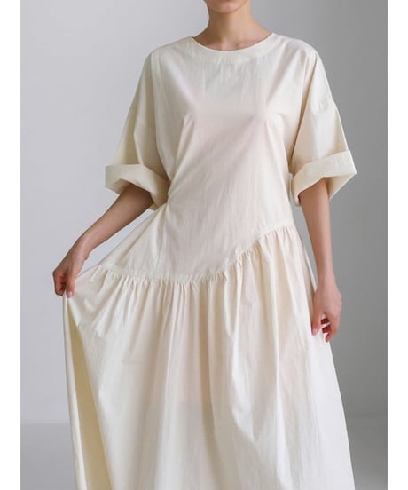waist mark half sleeve dress /2color　FL2028