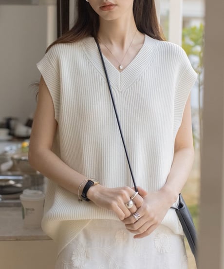 v-neck knit vest /3color　FL3308