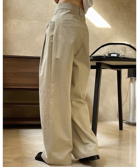 tucked wide leg pants /2color　FL3226