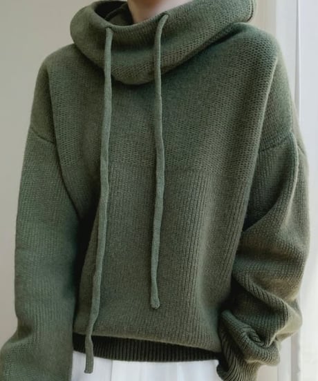 loose high-neck knit parka /4color　FL2937