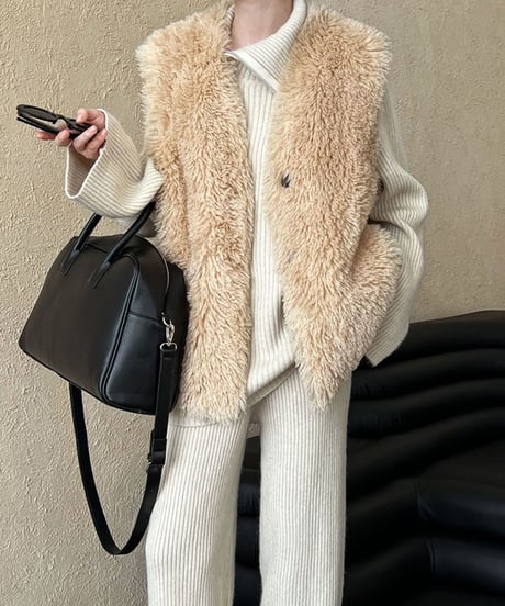 lamb hair fur vest /2color　FL3043
