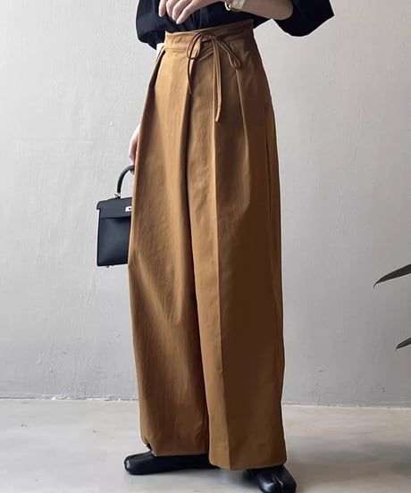 ribbon design wide leg pants /3color　FL2782