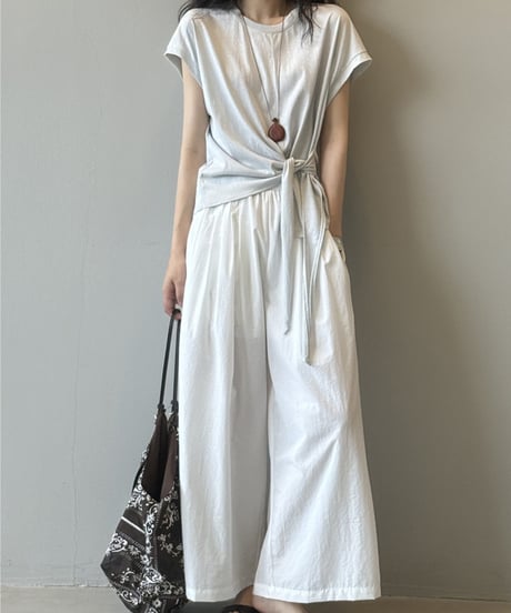 side tie drape front cotton tshirt/2color　FL3649