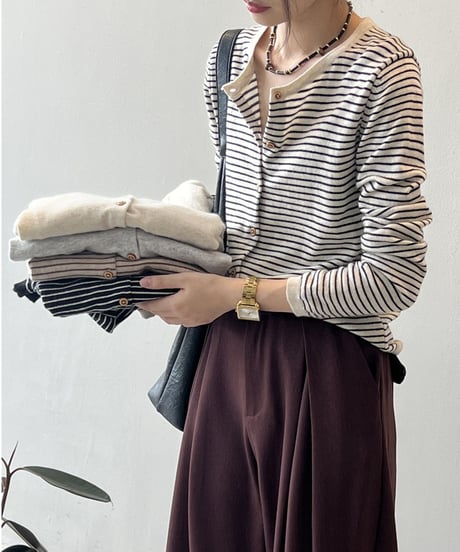 crew neck knit cardigan /5color　FL2819