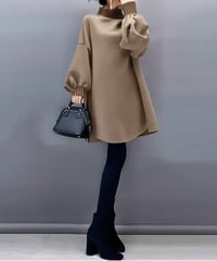 sleeve balloon tunic length dress/2color　FL3484