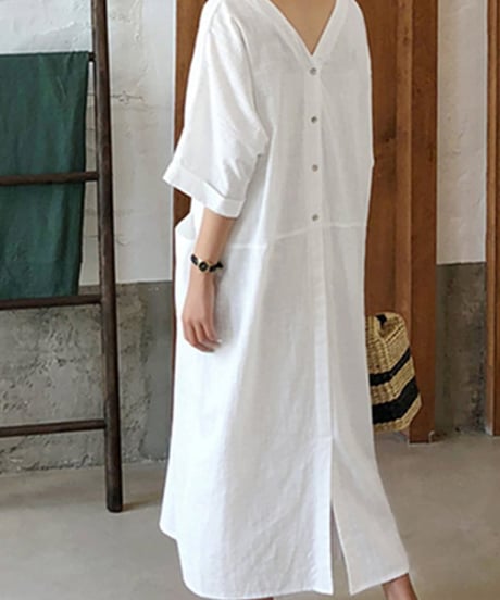 slimming dress scott linen shirt　FL2133