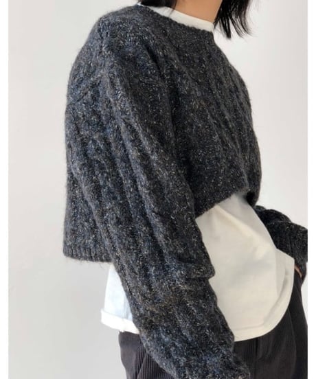 twisted pull-over round neck sweater /2color　FL2640