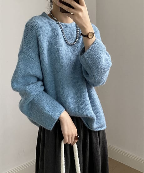 wax touch round neck knit /4color　FL3072