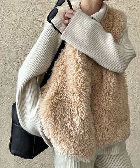 lamb hair fur vest /2color　FL3043