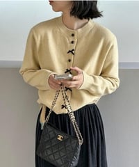 round neck ribbon motif knit /4color　FL2939