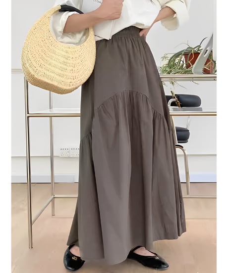 gathered maxi skirt /4color　FL2474