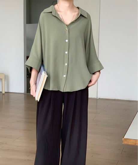 polyester lawn dolman blouse /7color　FL3621