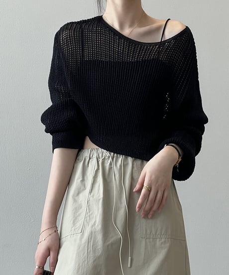 short mesh knit tops　FL2182
