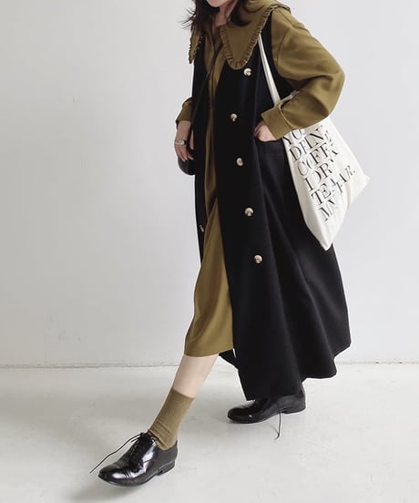 double button long vest /2color　FL2513