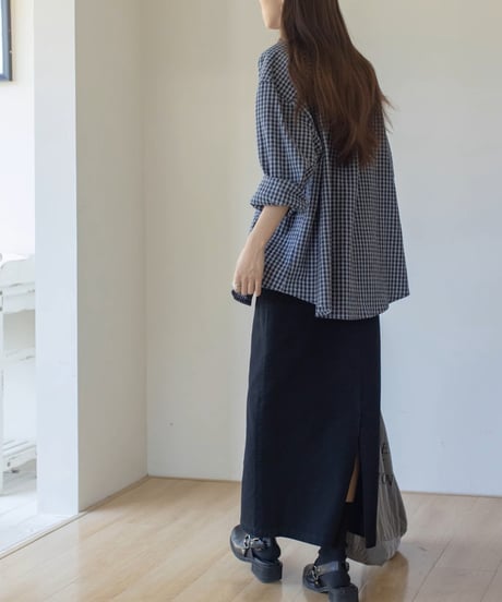 cotton narrow maxi skirt /2color　FL3318