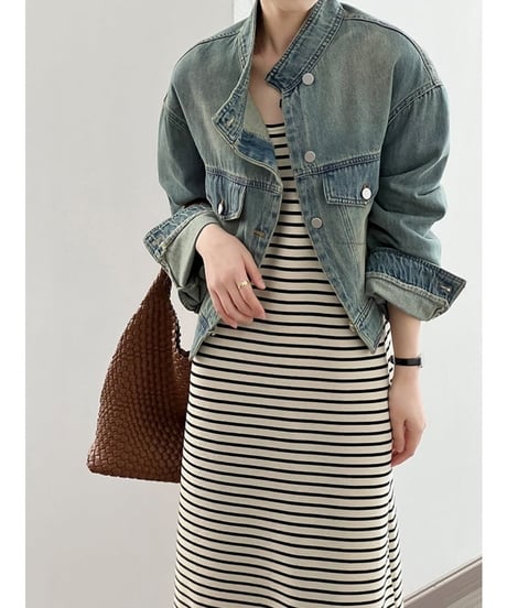 stand collar denim jacket　FL2504