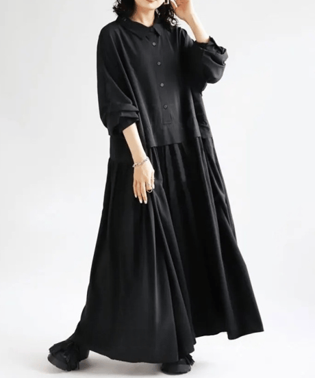 gathered waist shirt onepiece /2color　FL3559