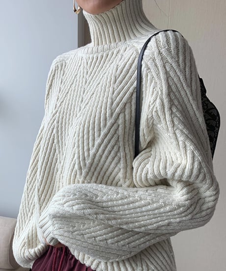 turtle neck loose knit /2color　FL3135